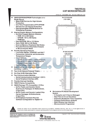 TMS370C758BFNT datasheet - 8-BIT MICROCONTROLLER