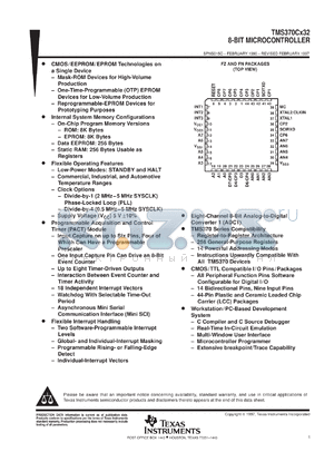 TMS370C732AFNT datasheet - 8-BIT MICROCONTROLLER