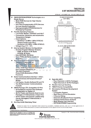 SE370C742AFZT datasheet - 8-BIT MICROCONTROLLER PROTOTYPING  DEVICE