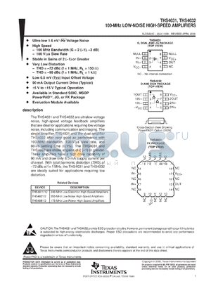 THS4031CDR datasheet - LOW-NOISE HIGH-SPEED AMPLIFIER
