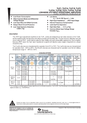 TL071CPS datasheet - LOW-NOISE JFET-INPUT GENERAL-PURPOSE OPERATIONAL AMPLIFIER