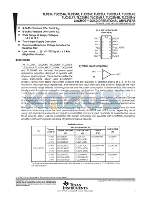 TLC25L4CPWR datasheet - QUAD UPOWER LOW-VOLTAGE OPERATIONAL AMPLIFIER