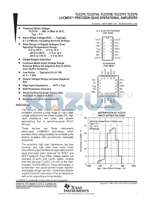 TLC274CNS datasheet - QUAD SINGLE SUPPLY OPERATIONAL AMPLIFIER