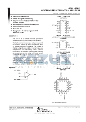 UA741CPS datasheet - GENERAL-PURPOSE OPERATIONAL AMPLIFIER