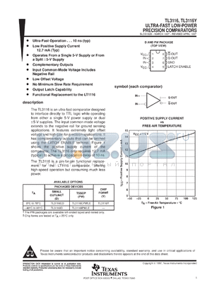 TL3116IPWR datasheet - ULTRA-FAST LOW-POWER PRECISION COMPARATOR
