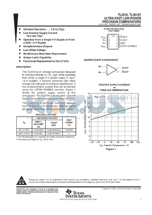 TL3016IPW datasheet - ULTRA-FAST LOW-POWER PRECISION COMPARATOR