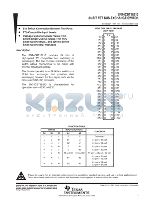 SN74CBT16213DGGR datasheet - 24-BIT FET BUS-EXCHANGE SWITCH