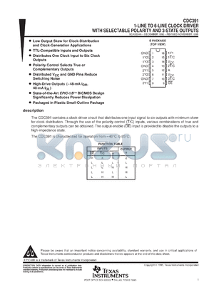 CDC391DR datasheet - 1-TO-6 CLOCK DRIVER WITH SELECTABLE POLARITY