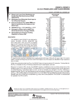 CDC857-3DGGR datasheet - 3.3-/2.5-V PHASE-LOCK LOOP CLOCK DRIVER