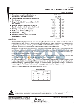 CDC2510PWR datasheet - 3.3-V PHASE-LOCK LOOP CLOCK DRIVER