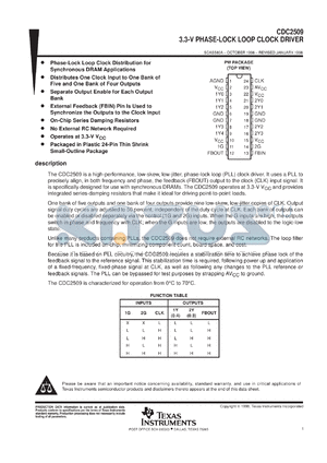 CDC2509PWR datasheet - 3.3-V PHASE-LOCK LOOP CLOCK DRIVER WITH 3-STATE OUTPUTS