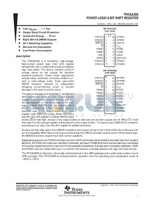 TPIC6A595DWR datasheet - 8-BIT SHIFT REGISTER