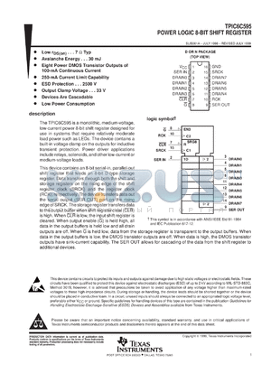 TPIC6C595DR datasheet - 8-BIT SHIFT REGISTER