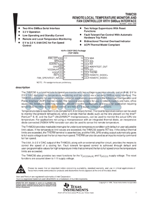 THMC50DBQR datasheet - REMOTE/LOCAL TEMPERATURE MONITOR & FAN CONTROLLER W/SMBUS INTERFACE