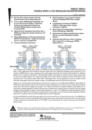 THMC41DR datasheet - 12-VOLT BRUSHLESS DC FAN MOTOR DRIVER