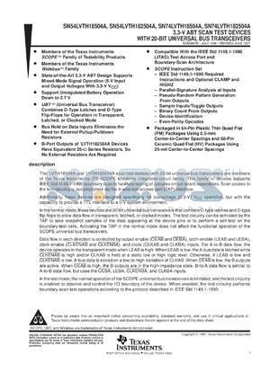 SN74LVTH18504APMR datasheet - 3.3-V ABT SCAN TEST DEVICES WITH 20-BIT UNIVERSAL BUS TRANSCEIVERS