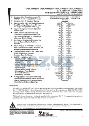 SN74LVTH18514DGGR datasheet - 3.3-V ABT SCAN TEST DEVICES WITH 20-BIT UNIVERSAL BUS TRANSCEIVERS