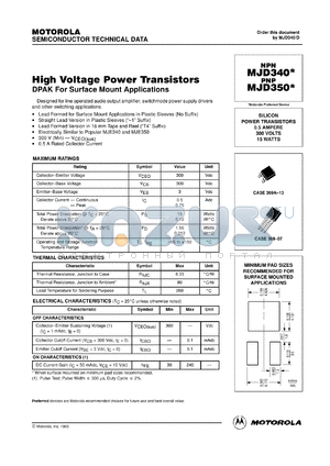 MJD340RL datasheet - HIgh Voltage Power Transistors