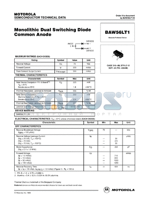BAW56LT3 datasheet - Monolithic Dual Common Anode Switching Diode