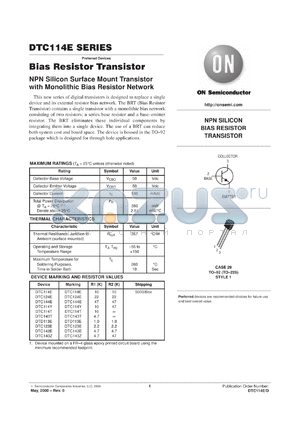 DTC114ERLRA datasheet - Bias Resistor Transistor