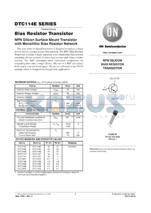 DTC114YRLRA datasheet - Bias Resistor Transistor