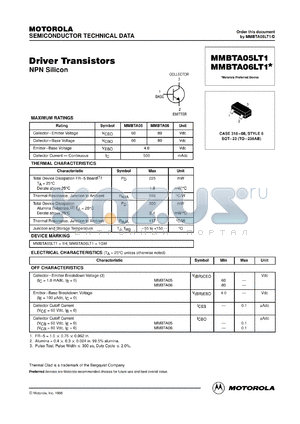 MMBTA06LT3 datasheet - Driver Transistor NPN