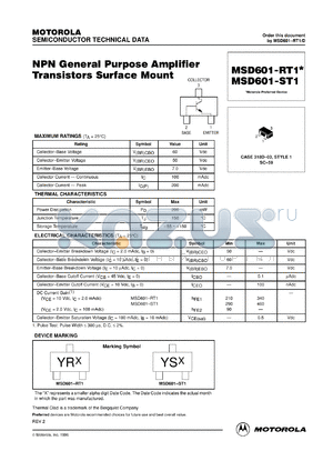MSD601-RT2 datasheet - General Purpose Amplifier Transistor NPN