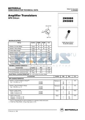 2N5088RLRE datasheet - Amplifier Transistor NPN