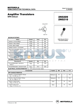 2N5209RLRE datasheet - Amplifier Transistor NPN