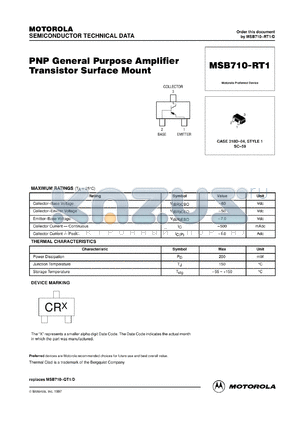 MSB710-RT2 datasheet - General Purpose Amplifier Transistor PNP