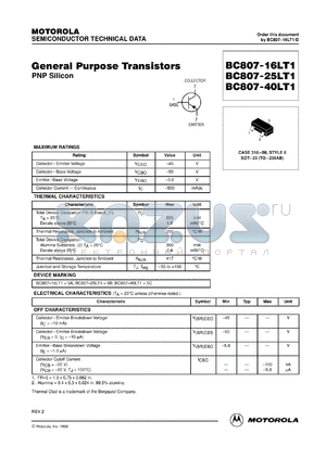 BC807-40LT3 datasheet - General Purpose Transistor PNP