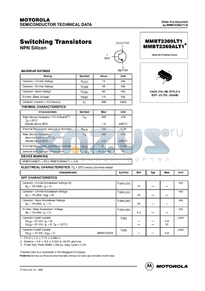 MMBT2369ALT3 datasheet - Switching Transistors