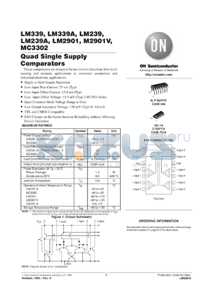 MC3302DR2 datasheet - Quad Single Supply Comparator