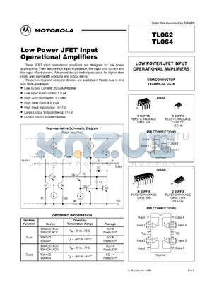 TL064CDR2 datasheet - Low Power JFET Input Operational Amplifier