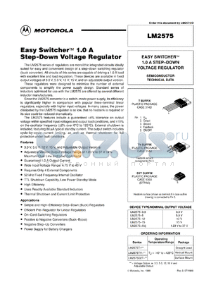 LM2575D2T-5R4 datasheet - Easy Switcher™ 1.0 A Step-Down Voltage Regulator