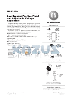 MC33269D-3.3R2 datasheet - Low Dropout Positive Fixed and Adjustable Voltage Regulators