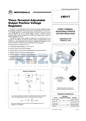 LM317T4 datasheet - Three-Terminal Adjustable Output Positive Voltage Regulator