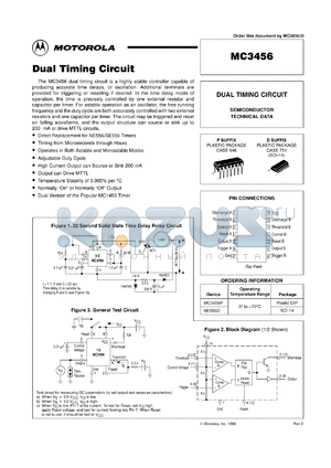 MC3456P datasheet - Dual Timing Circuit