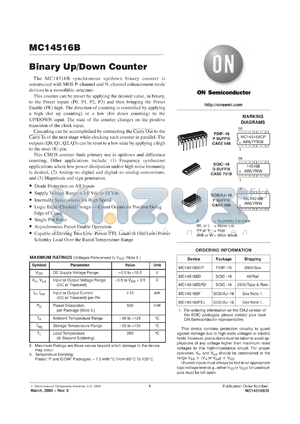 MC14516BFL1 datasheet - Binary Up/Down Counter