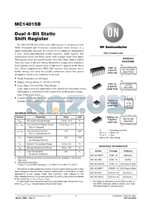 MC14015BFR1 datasheet - Dual 4-Bit Static Shift Register