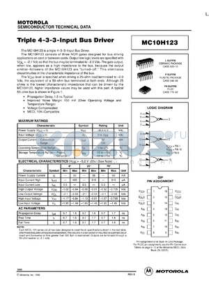 MC10H123M datasheet - Triple 4-3-3-Input Bus Driver