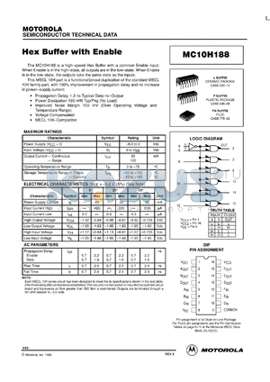 MC10H188ML1 datasheet - Hex Buffer with Enable