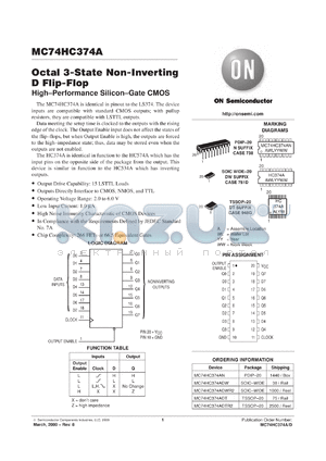 MC74HC374ADTEL datasheet - Octal 3-State Non-Inverting D Flip-Flop