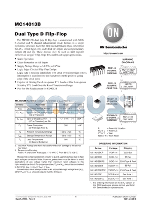 MC14013BFR2 datasheet - Dual D Flip-Flop