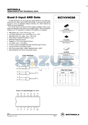 MC74VHC08ML2 datasheet - Quad 2-Input AND Gate