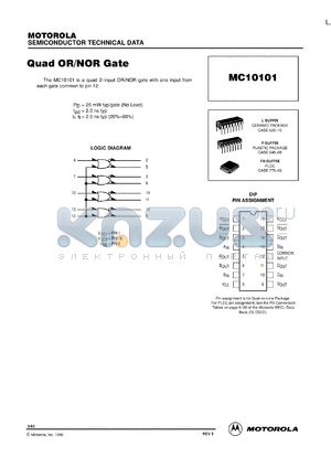 MC10101FNR2 datasheet - Quad OR/NOR Gate