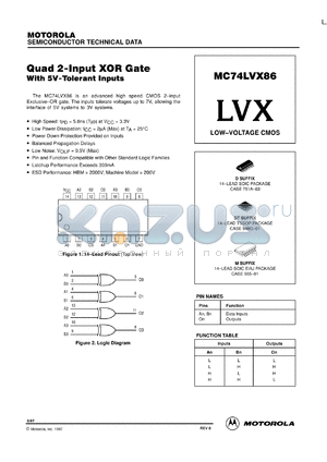 MC74LVX86DTR2 datasheet - Quad 2-Input XOR Gate with 5V-Tolerant Inputs