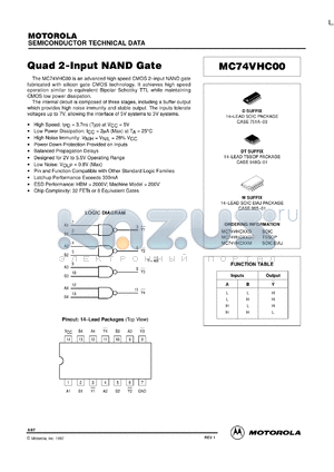 MC74VHC00ML2 datasheet - Quad 2-Input NAND Gate