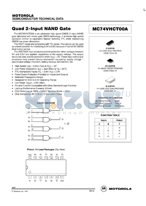 MC74VHCT00AML2 datasheet - Quad 2-Input NAND Gate (TTL Compatible)