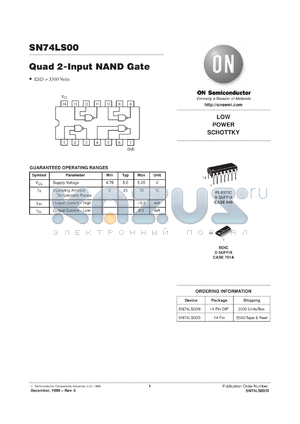 SN74LS00ML2 datasheet - QUAD 2-INPUT NAND GATE